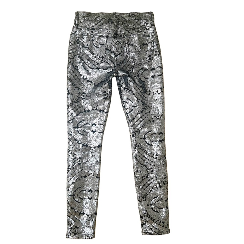 7 For All Mankind Gold/Silver Sequin Jeans / Pants - Size 25 - Picture 4 of 15
